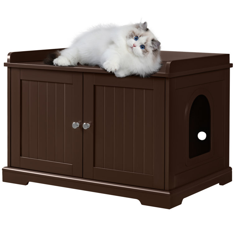 Cat Litter Box Enclosure With Divider & Capacious Door