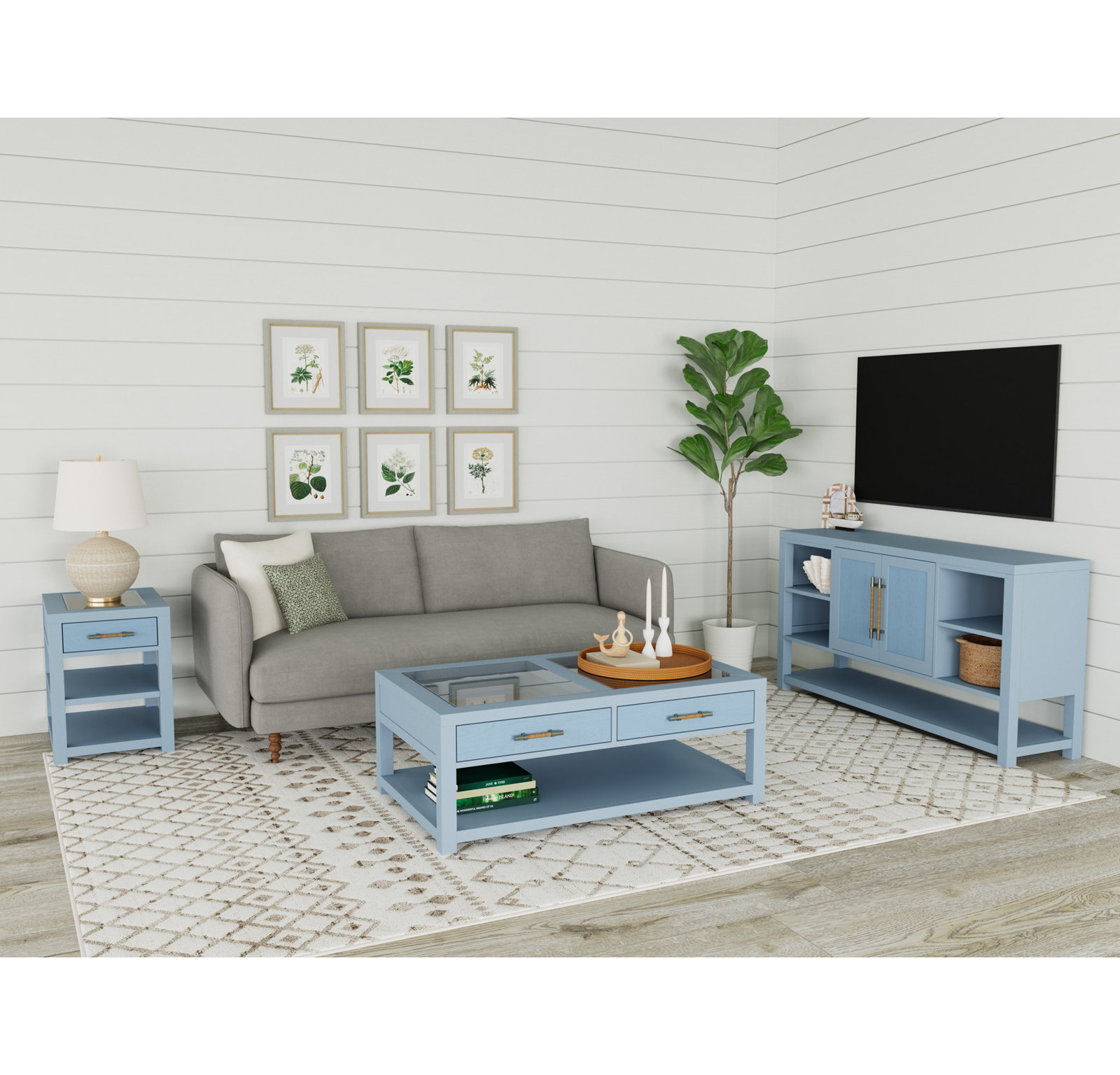 Silvia Rectangular Coffee Table, Blue