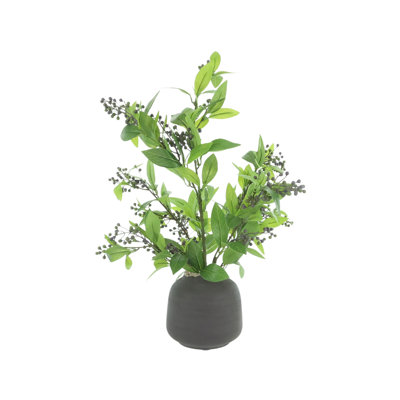 Laurel Leaves and Berries in Fiberstone Vase