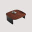 Table basse moderne carrée en bois massif bicolore avec base à deux pieds