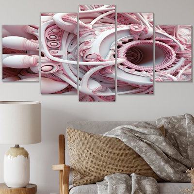 Alien Fractal Space Universe en 3D rose - impression d'art sur fractales - 5 panneaux