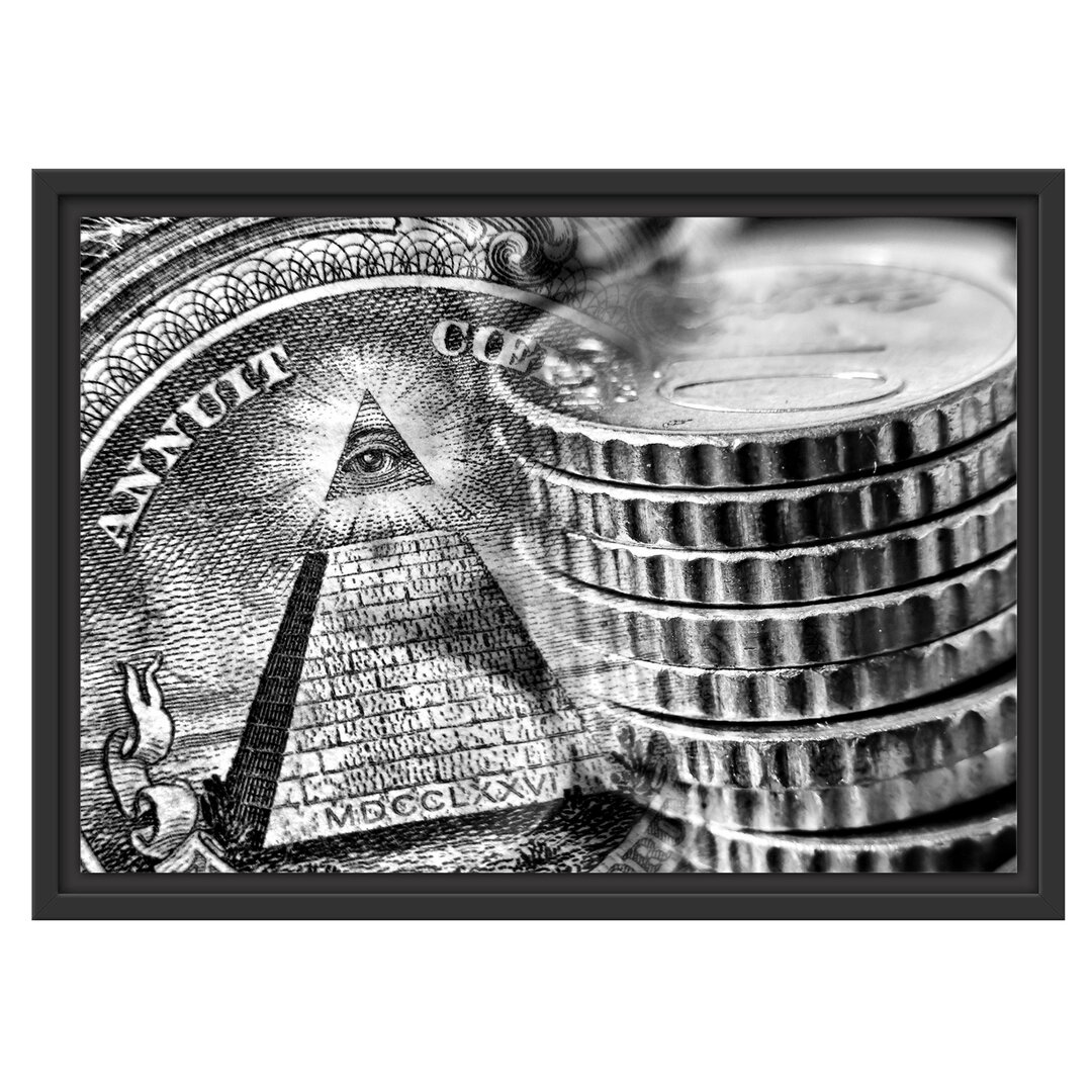 Gerahmtes Wandbild Illuminati Pyramide, Schwarz und