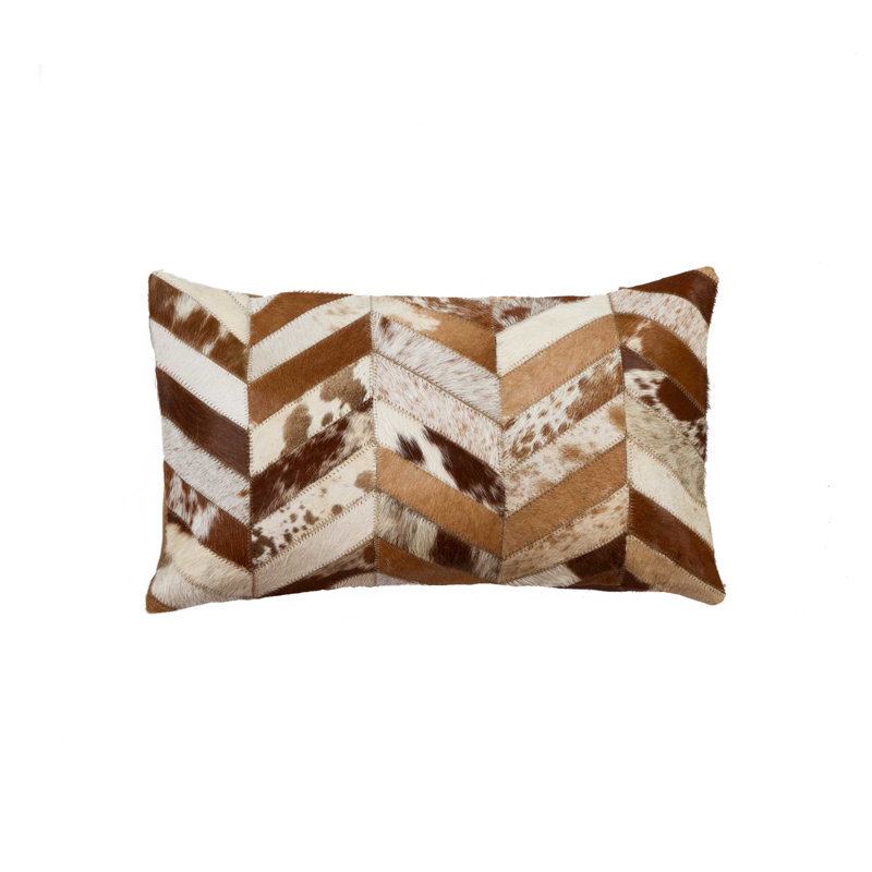 12" x 20" Chevron Cowhide Throw Pillow, Brown Natural Chevron