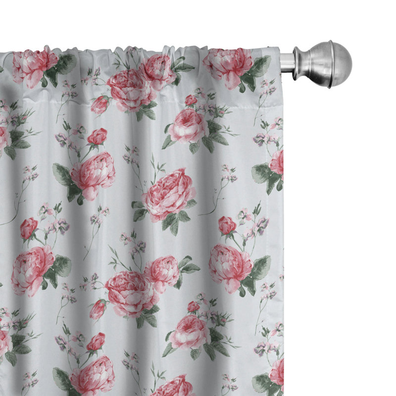 Shabby Floral Semi-Sheer Rod Pocket Curtain Panels, 28" x 95"
