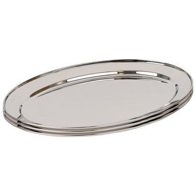 Argon Tableware - Oval Stainless Steel Serving Platters - Set of 3