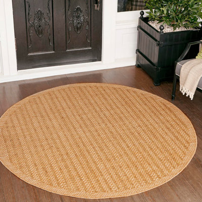 Tapis rayé brun clair intérieur / extérieur