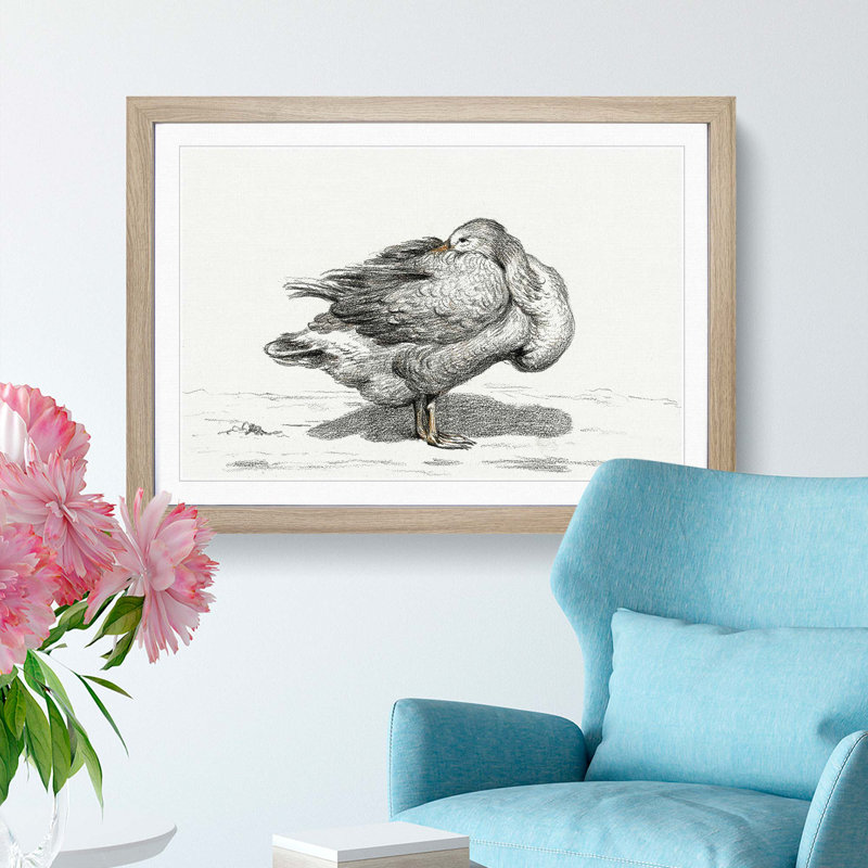 Goose by Jean Bernard - Picture Frame Drawing Print, 36cm H x 48cm W x 2cm D, Oak Framed