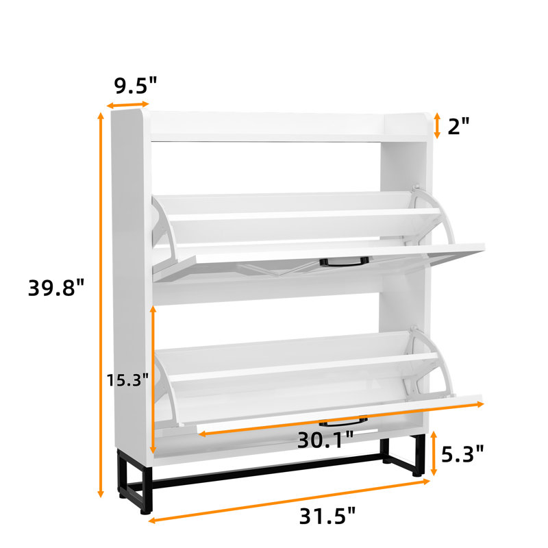 16 Pair Flip Down Shoe Storage, White