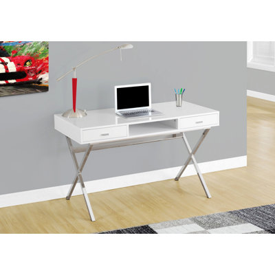 Bureau d'ordinateur, bureau d'écriture avec tiroirs de rangement et pieds en métal pour le bureau personnel