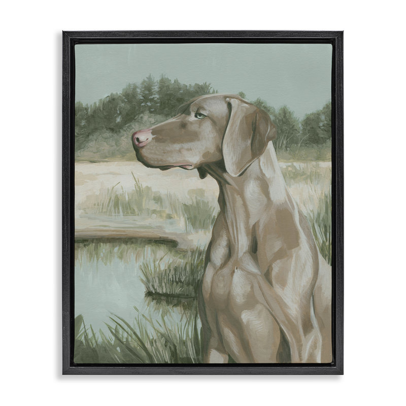 «Stoic Labrador Landscape», art mural sur toile par Grace Popp, Cadre flottant noir de jais, H 21 po x l 17 po