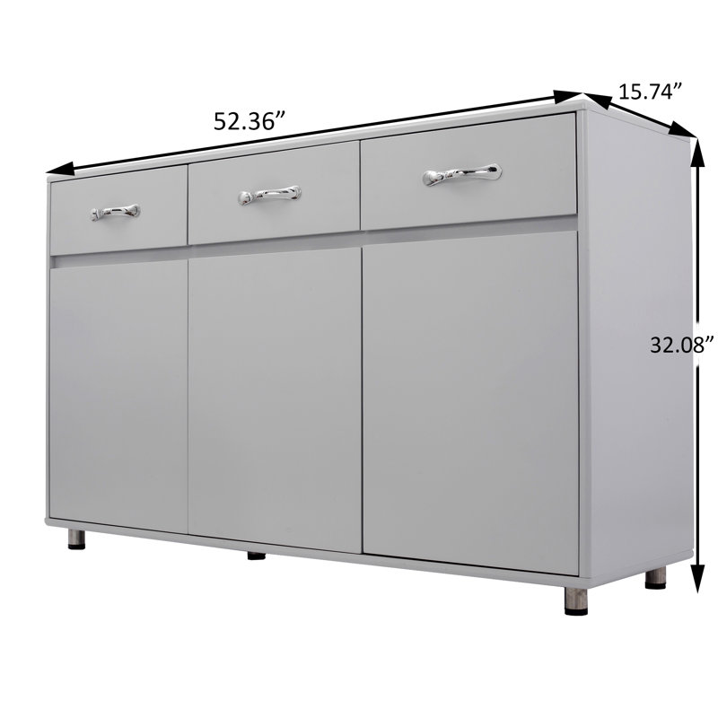 52.36'' Wide 3 - Drawer Storage Cabinet, Gray