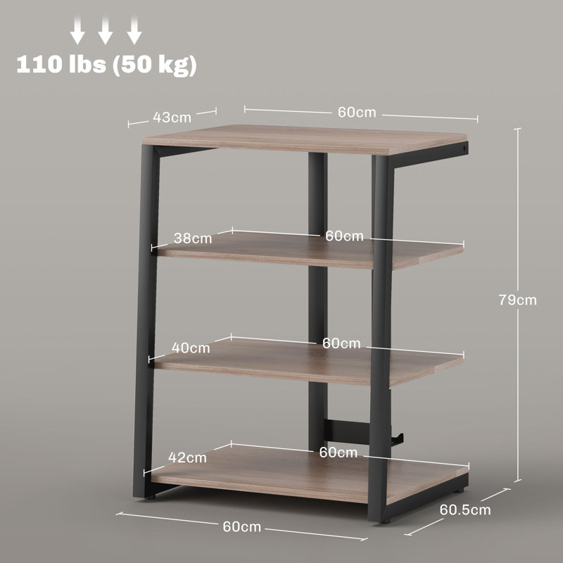 Aarshi HiFi Stand 4-Tier Media Storage Shelf up to 28 Inch TVs, Grey