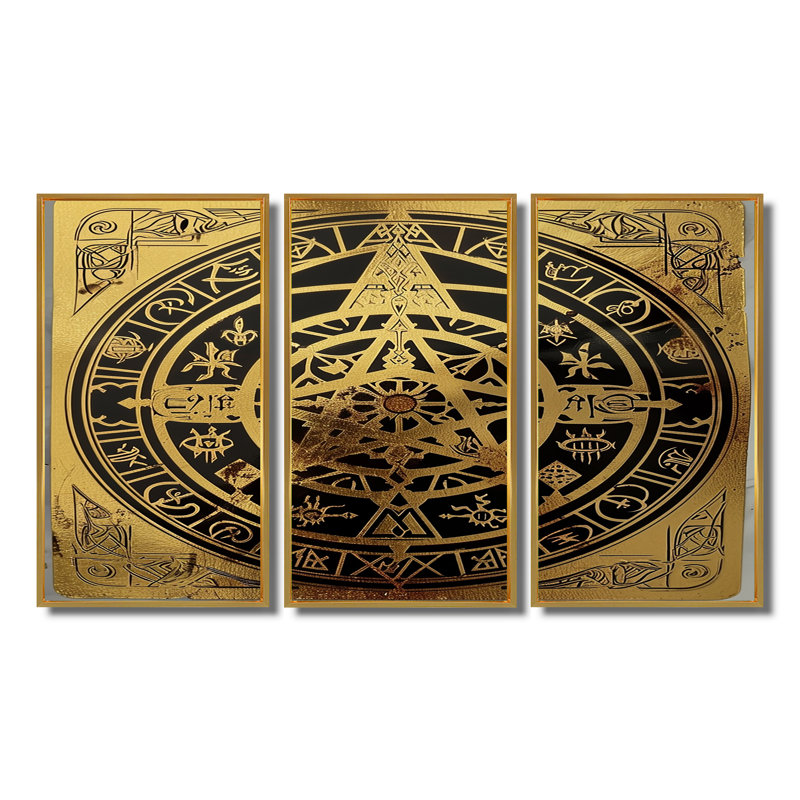 TETETRIA - Boho Mandala, ensemble d'art mural, Cadre flottant doré, H 40 po x l 60 po x P 1 po