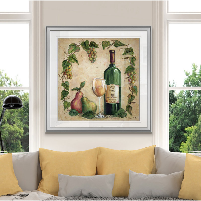 « casa del vino », peinture, H 16 po x l 16 po x P 1,5 po, Encadrement argenté