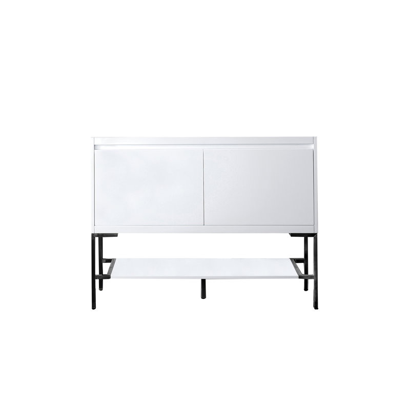 Glossy White and Matte Black 47" Single Bathroom Vanity Base