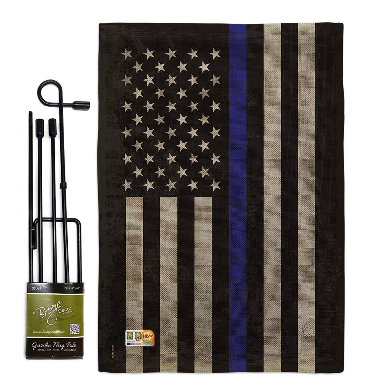 Mélange de polyesters à 2 côtés 19 po x l 13 po americana à rayures bleues ensemble de drapeau