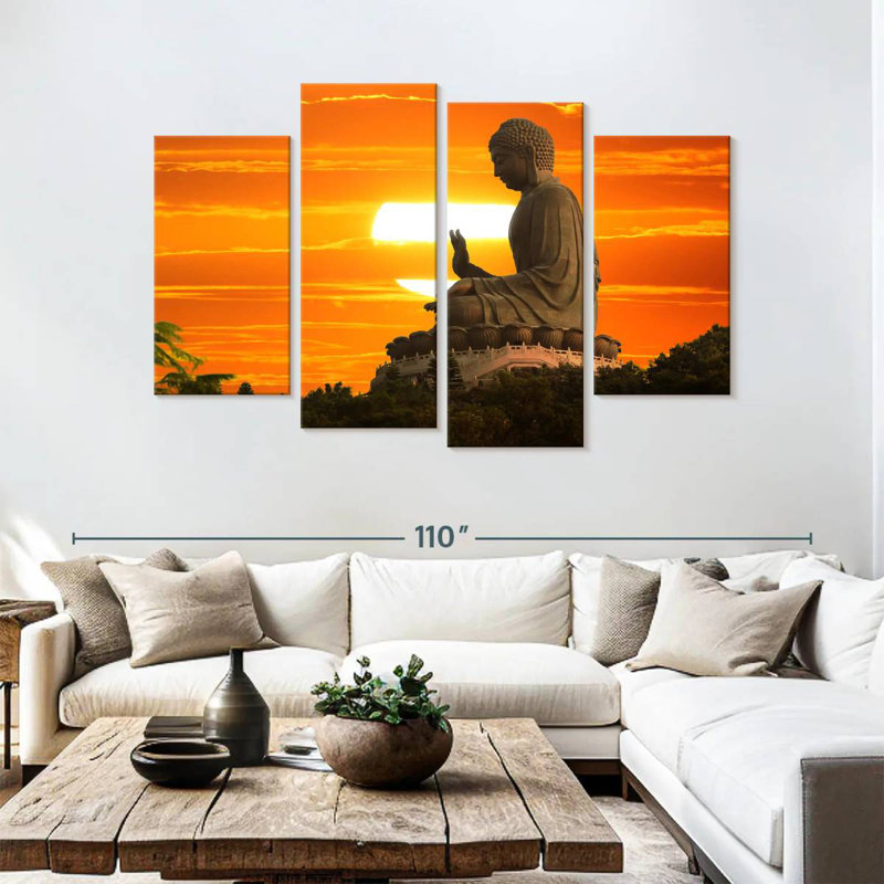 Bouddha Kerrick au coucher du soleil, H 54 po x l 84 po
