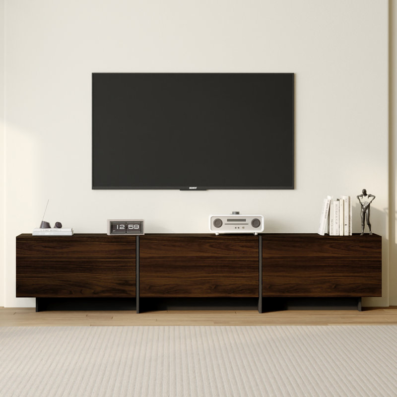 TV Stand With 4 Cabinets And Wood Grain Finish