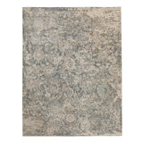 Blue Contemporary Silk Wool Blend Rug