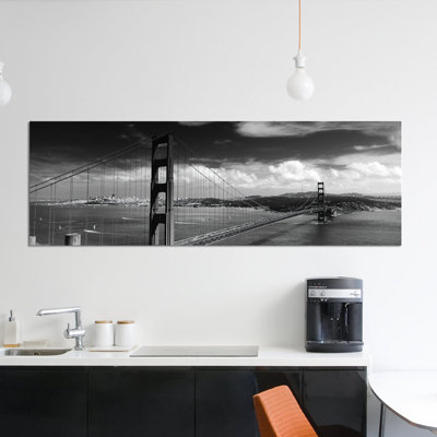 Pont sur une rivière, pont Golden Gate, San Francisco, Californie, États-Unis - Panaromic, reproduction de photo sur toile
