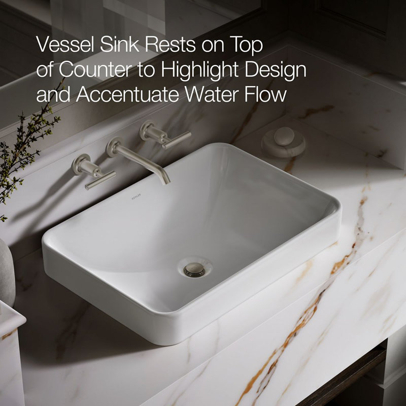 Kohler Vox® Vitreous China Rectangular Vessel Bathroom Sink with