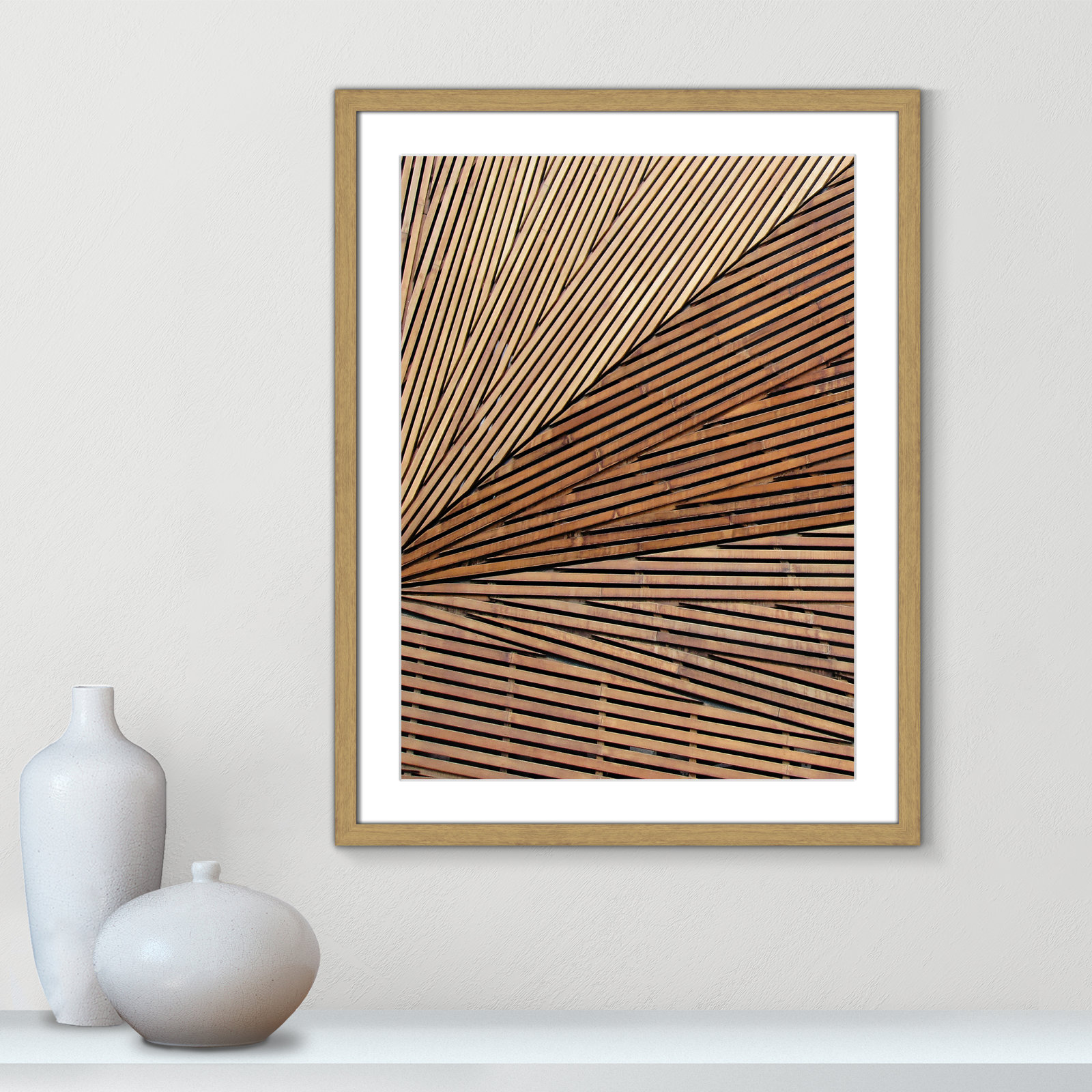 Fayette "Geometric Wood Panel 1" Print, 23" H x 17" W x 0.75" D, Natural Wood Grain