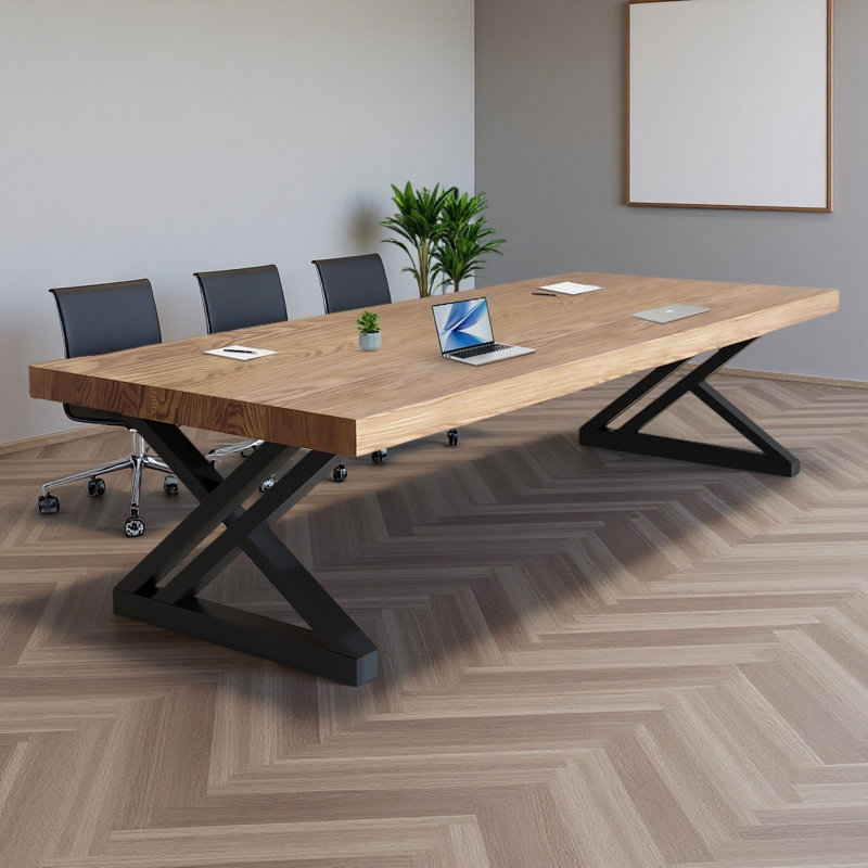Table de conférence rectangulaire en bois massif, H 29,53 po x L 78,74 po x l 35,43 po