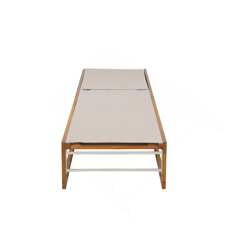 Chaise longue d'extérieur en bois 1pc, 1, Teck / beige