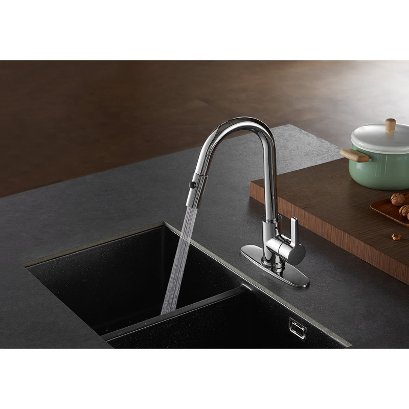 Kingston Brass Continental Single-Handle Pull-Down Kitchen Faucet, Chrome
