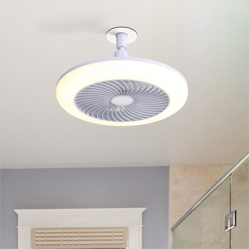 Ventilateur de plafond blanc en PC pour chambre à coucher avec télécommande et flux d'air saisonnier, moteur à courant continu, éclairage DEL