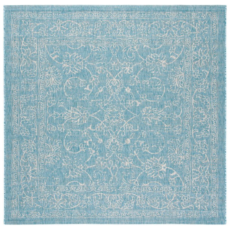 Amedee Performance Solid Color Indoor/Outdoor Area Rug, Square 6'7"