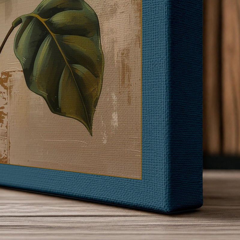 Hibiscus Study Botanical - Wrapped Canvas, 36x24 - 91.4 x 61.0 cm, Teal Border