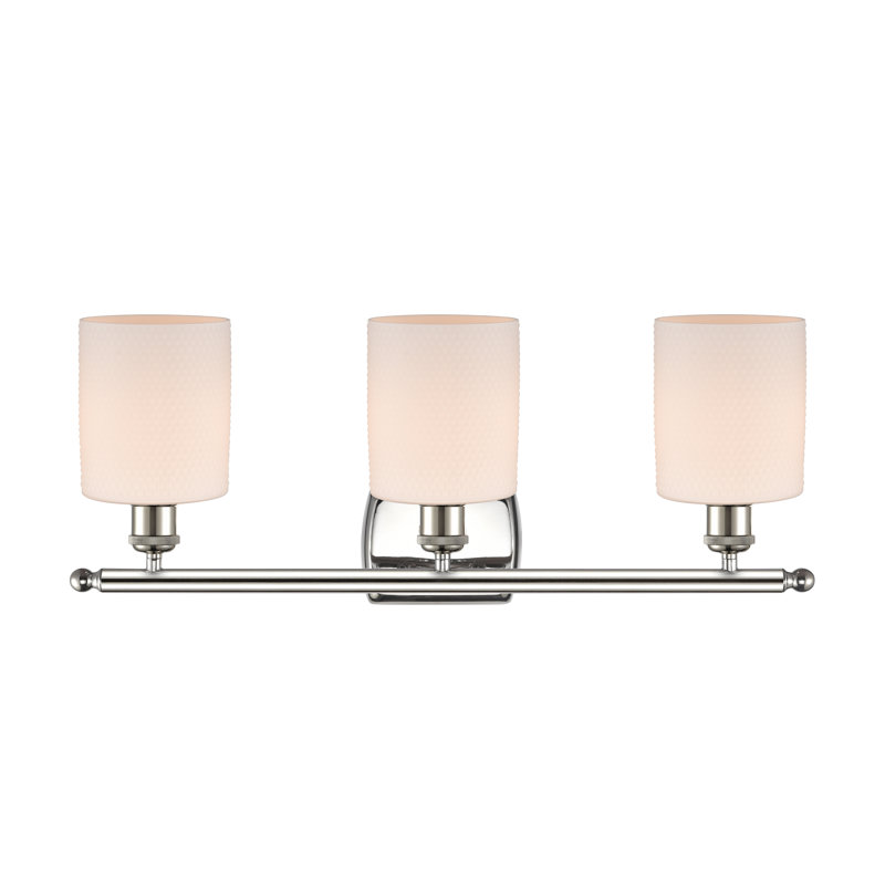 Éclairage de salle de bain à intensité variable à 3 lumières Leilani, Ampoule incandescente rétro de 60 watts, Blanc mat