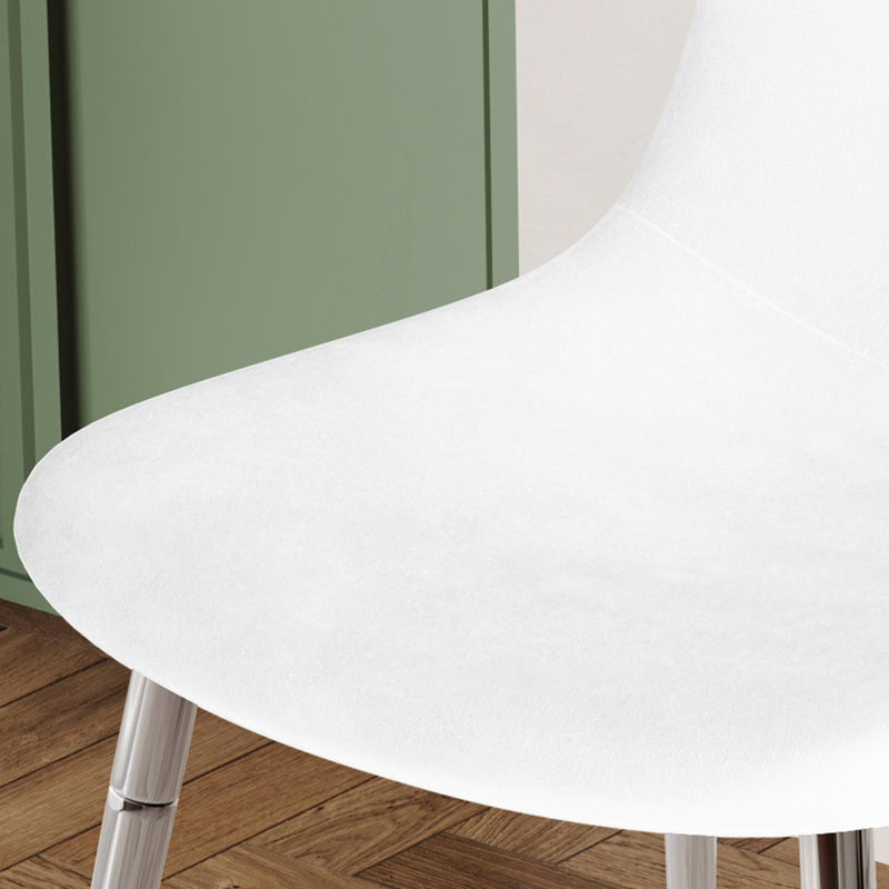 Glass Top Four Leg Dining Set, White/Silver, 5 Pieces: Table, 4 Chairs, 29.5" H x 31.4'' L x 51.2'' W