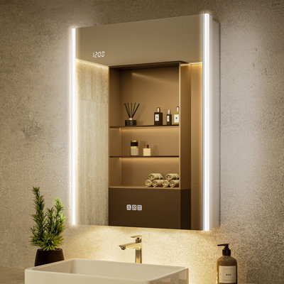 24X32" Smart LED Medicine Cabinet With Fog-Free Mirror – Surface/Recessed Mount, Dimmable Lights, Time Display, Outlet & Sensor Light