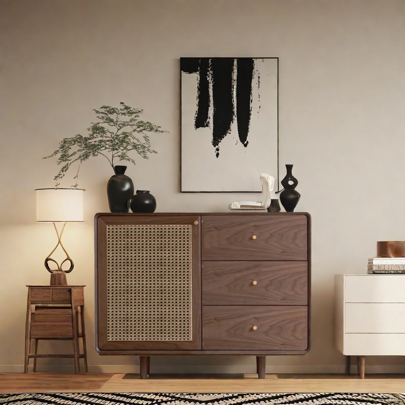 Buffet décoratif moderne en rotin simple tissé