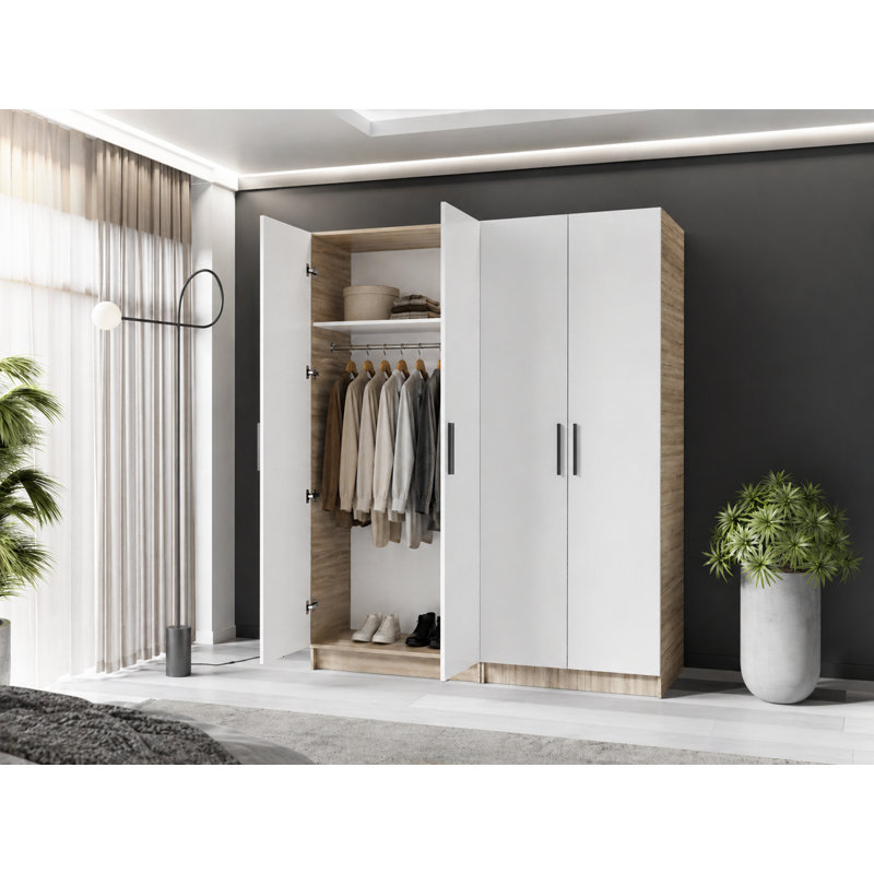 Nitra 4 Door Wardrobe, Sonoma/White