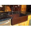 33" Hammered Copper Apron Front 30/70 Double Basin Kitchen Sink with Short 5" Divider