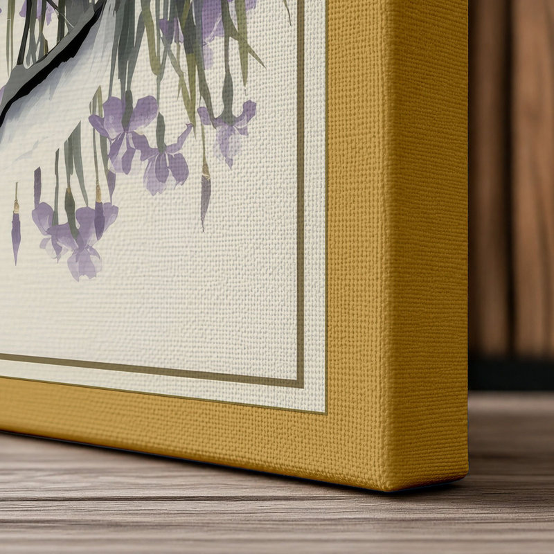 Irises in Reflection Botanical - Wrapped Canvas, 18x12 - 45.7 x 30.5 cm, Ochre Border