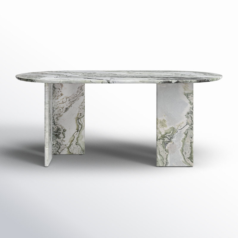 Arian 72'' Oval Marble Dining Table, Green Onyx