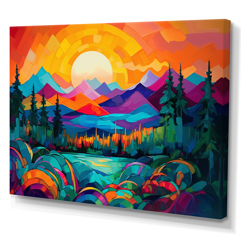 «Vibrant Sunset Shining Over Mountains II», art sur toile, H 30 po x l 40 po x P 1,5 po, Toile tendue