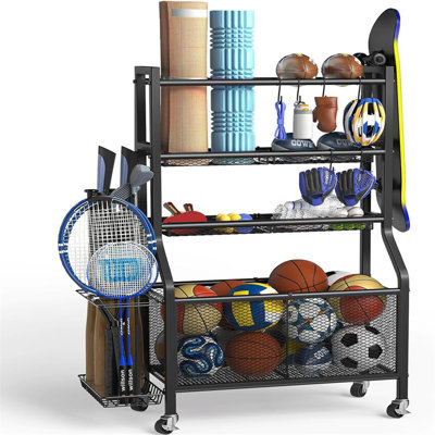 Organisateur de matériel de sport, support de rangement pour balle de garage, organisateur de rangement de balle en acier pour garage