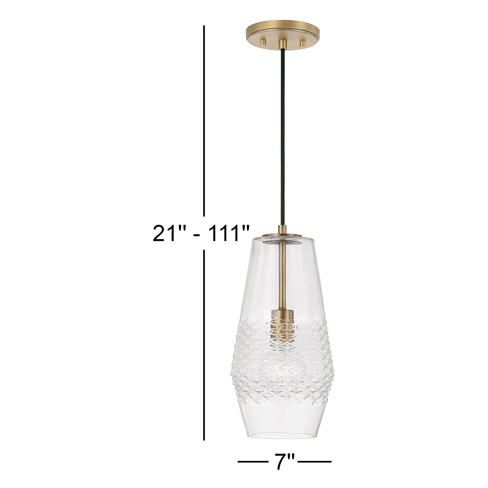 Single Light Glass Dimmable Pendant, Aged Brass
