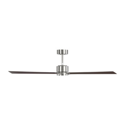 Rozzen Smart 60-inch indoor/outdoor ceiling fan in Brushed Steel with Silver/American Walnut reversible blades from Visual Comfort Fan