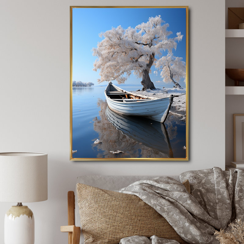 Benfeito White Lake Silent Waters II, reproduction d'art sur toile, H 32 po x l 24 po x P 1 po, Encadrement doré