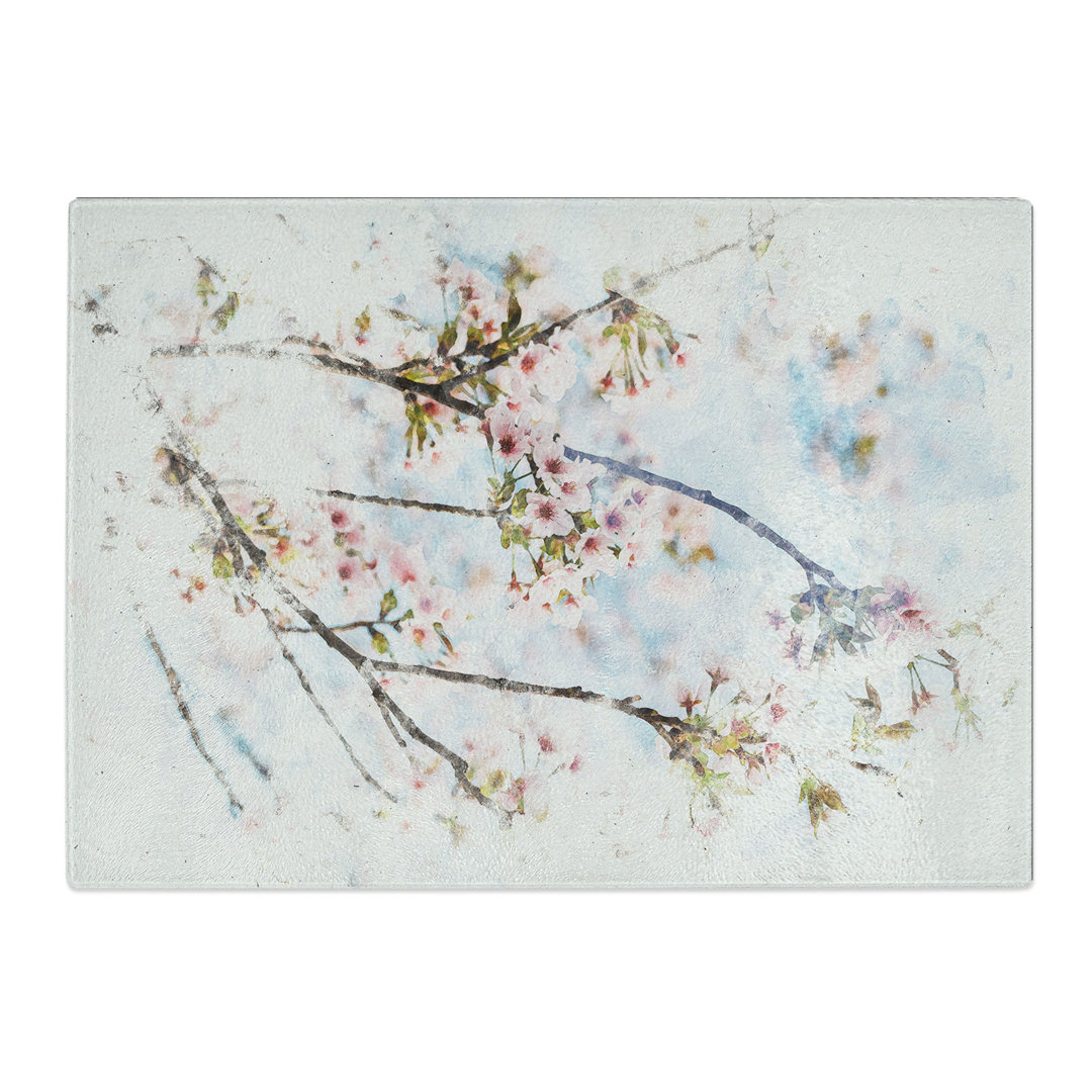 Tempered Glass Cherry Blossom Tree Chopping Board