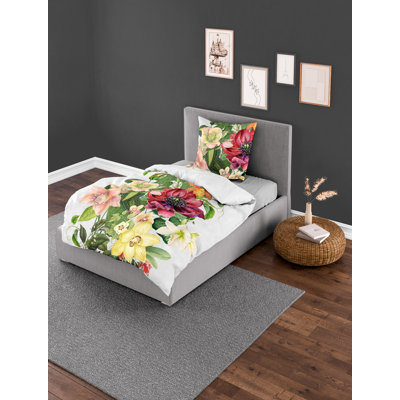 Bierbaum Sateen Floral Duvet Cover Set with Pillow Shams and Pillowcases