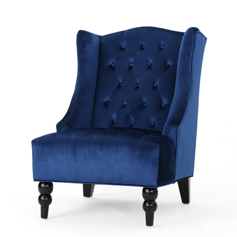 Danni-Lee Tufted High Back Accent Chair Club Chair Upholstered Chair Wingback Chair Living Room Chair, Navy Blue Velvet