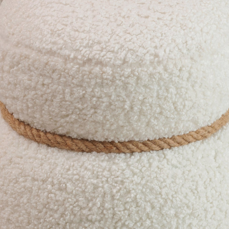 Tabouret, coussin moelleux Greig, ludique et mignon, Blanc