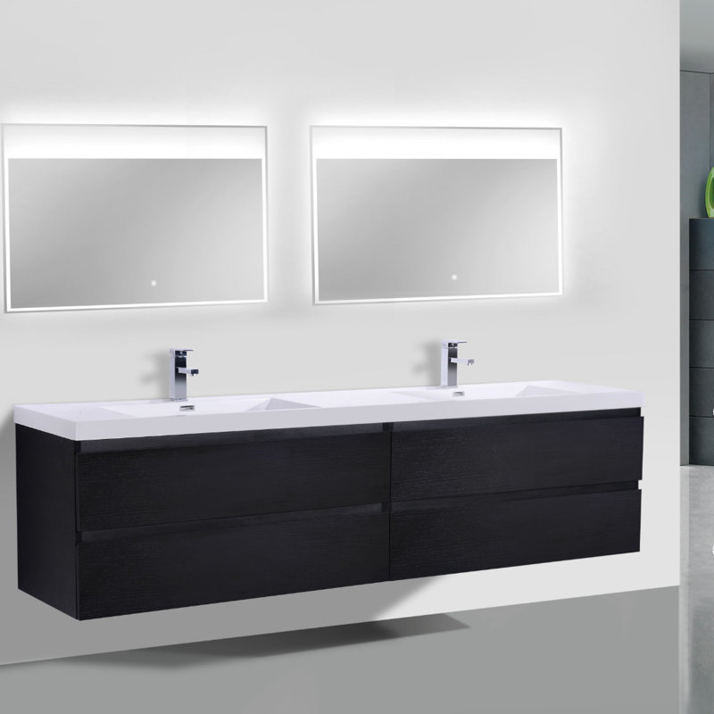 Drason Double Bathroom Vanity with Acrylic Top, Black